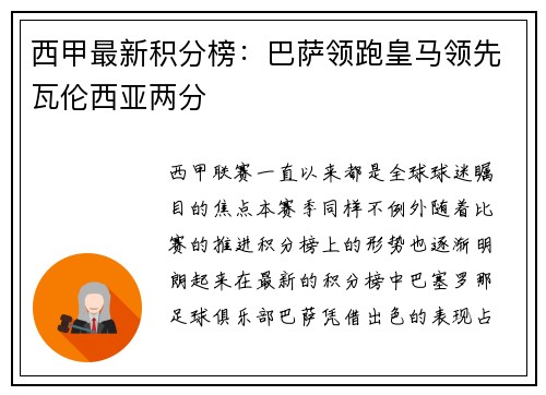西甲最新积分榜：巴萨领跑皇马领先瓦伦西亚两分